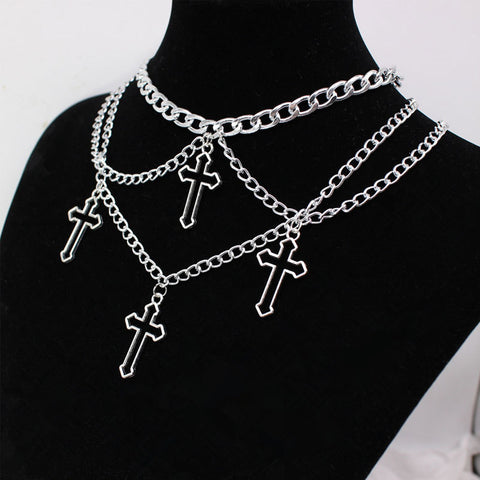 Cut-out cross multi-layer necklace(Discount Product)