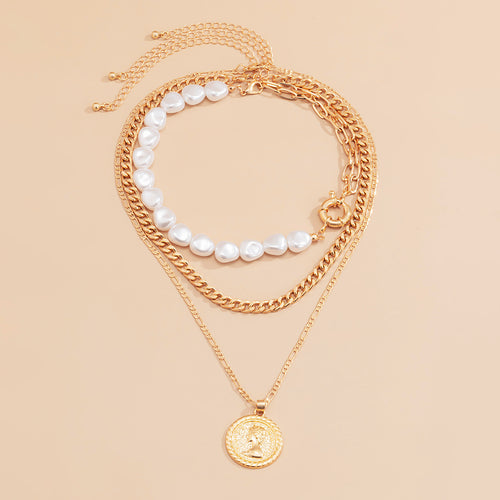 Vintage Baroque pearl Head pendant necklace