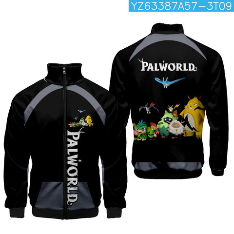 Game Palworld  3D digital printing stand collar zipper sweatshirt
