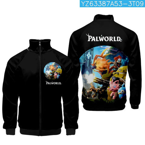 Game Palworld  3D digital printing stand collar zipper sweatshirt