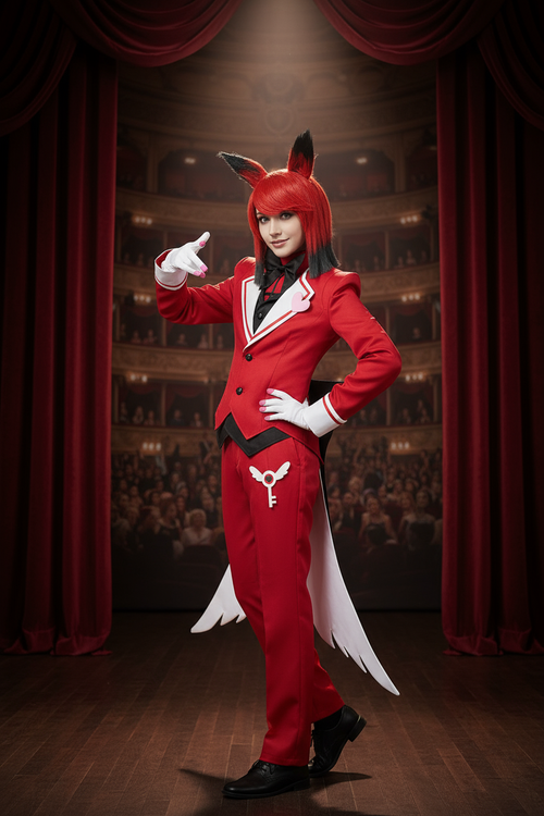 Hazbin Hotel ALASTOR Red Outfit Cosplay Costume For Adult Man Halloween Costume