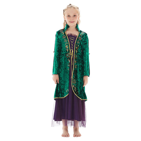 SeeCosplay Kids Girls Winifred Sanderson Cosplay Costume Fancy Carnival Dress Outfits Halloween Suit