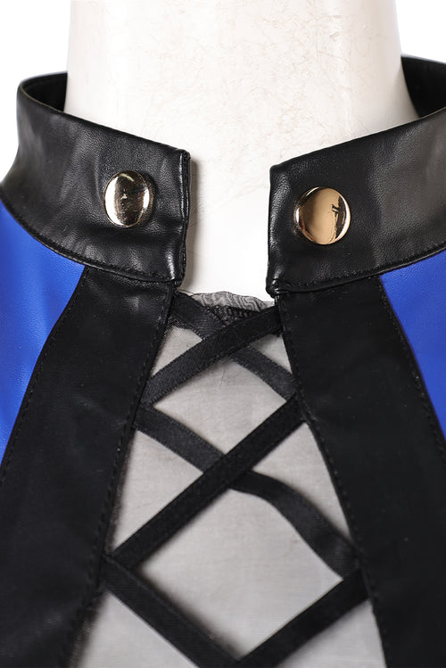 Mortal Kombat Kitana Women Blue Leather Outfit Cosplay Costume For Adult Female Halloween Costume