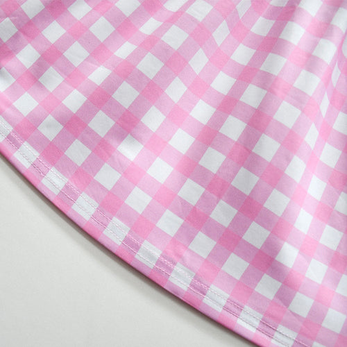 Kids Girls Pink Plaid Dress Outfits Halloween Costume