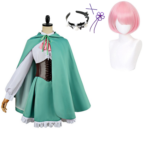Re Zero Ram Green Dress Cosplay Costume Halloween Carnival Party Suit