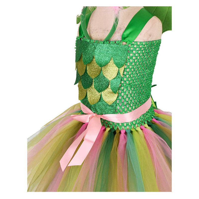 SeeCosplay Dinosaur Kids Girls Cosplay Costume Dress Outfits Pink Dress Halloween Carnival Party Suit GirlKidsCostume