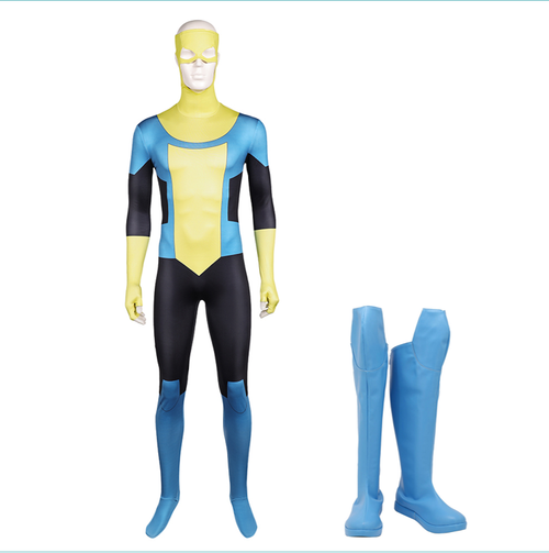 Invincible Mark Grayson Cosplay Costume Yellow Blue Jumspuit For Adult Male Halloween Costume