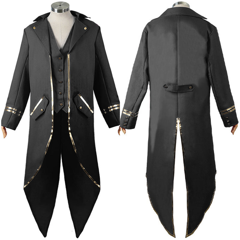 Purim Costumes Adult Men Punk Victorian Gothic Medieval Tuxedo Coat Cosplay Costume Halloween Carnival Party Suit