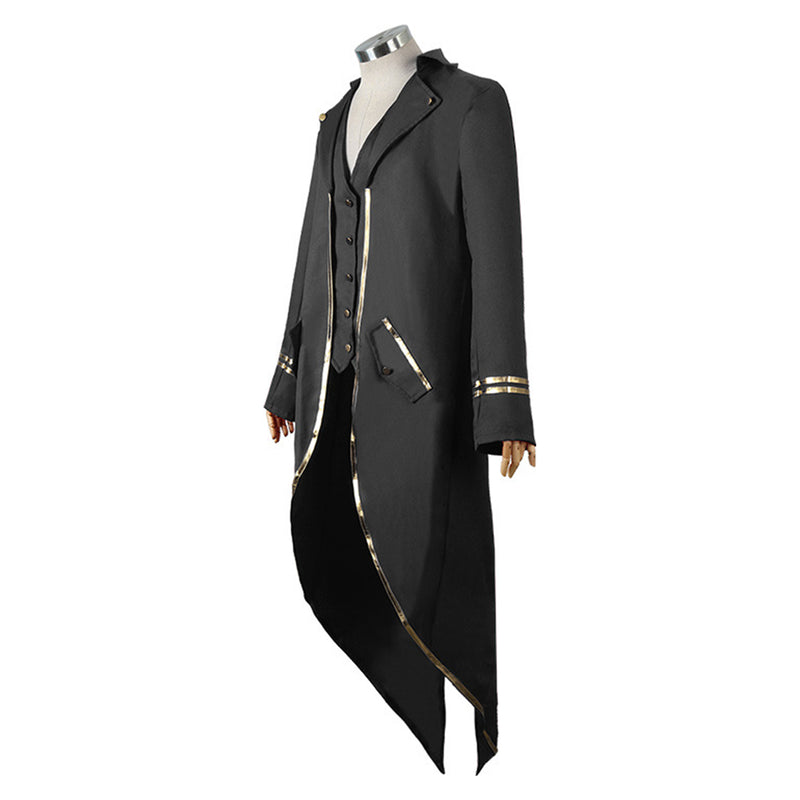 Adult Men Punk Medieval Gothic Tuxedo Coat Cosplay Costume Halloween Carnival Party Suit