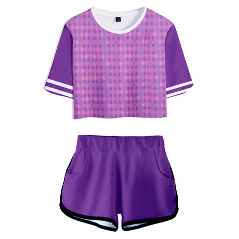 SeeCosplay Amber Wade  Kids Children Cosplay Short Sleeve Purple Top Casual Street T-shirt