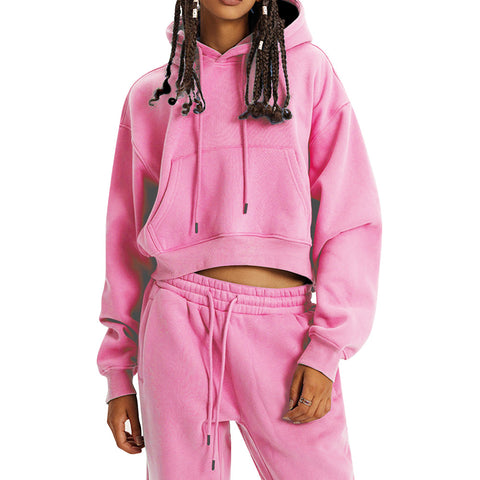 Bacmaze Sweatsuit Women 2 Piece Outfits Hoodies Y2K Long Sleeve Tracksuit Set Pink Crop Jogger Pant 
