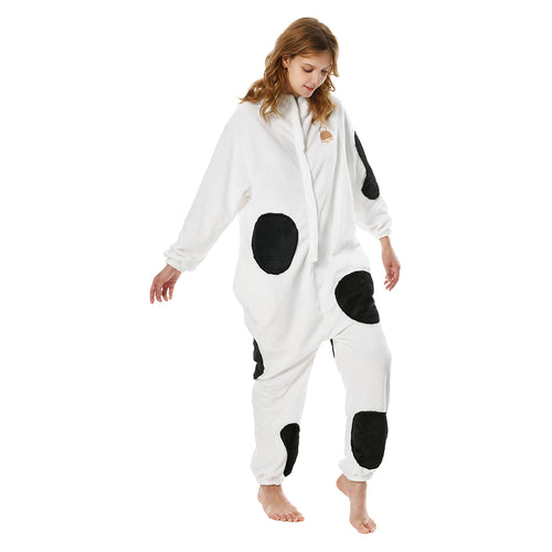 Cartoon Animal Cow Pajamas Onesies Sleepwear Flannel Jumpsuits Outfits Halloween Carnival Suit