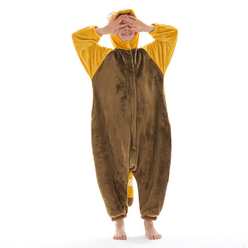 Children Animal Pajamas Cartoon Red Panda Onesies Kids Warm Flannel Hooded Sleepwear