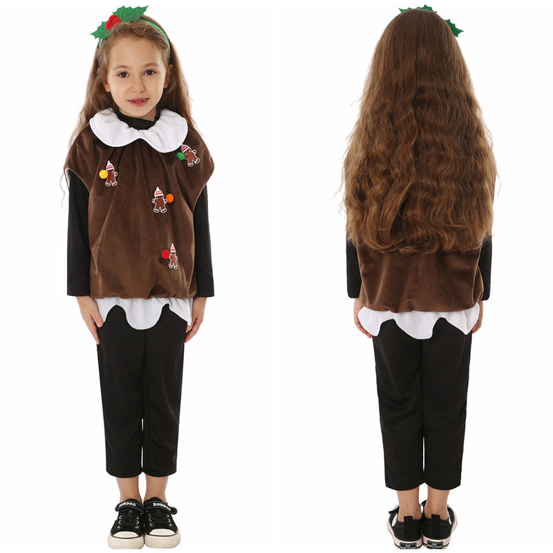 SeeCosplay Christmas 2023 Kids Children Brown Candy Chocolate Cosplay Costume Outfits Halloween Carnival Suit