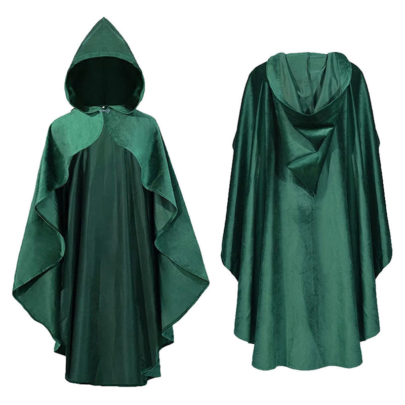 Fecatal Medieval Cloak Robe Hooded Cape Renaissance Steampunk Cloak Gothic Punk Witch Wizard Vampire Cosplay Cloak Knight Vintage Cape Black