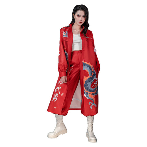 japan to kkou fuku coat Bosozoku Kimono Cosplay Costume Red Coat Japanese Uniform Pants Outfits Halloween Carnival Disguise Roleplay Suit