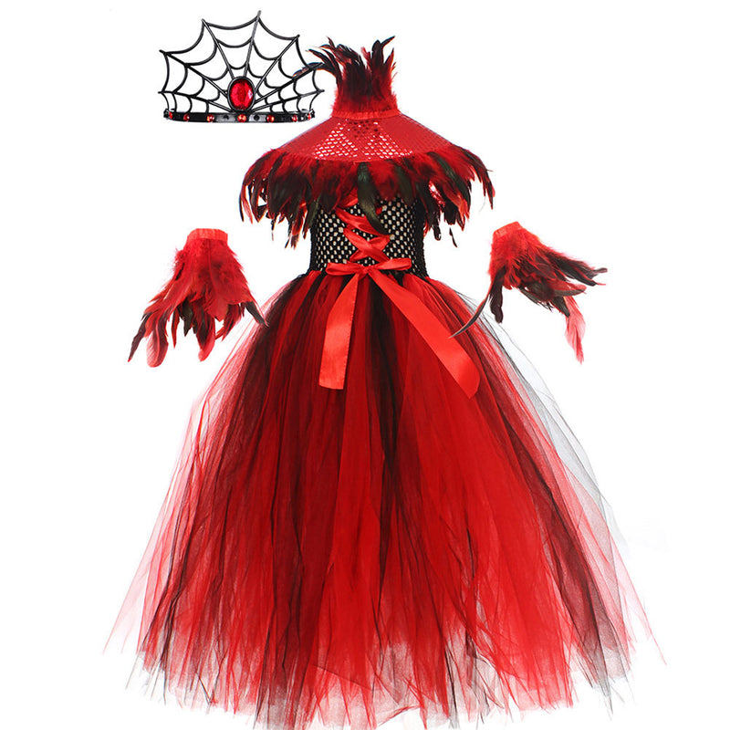 Purim Costumes Kids Girls Victorian Gothic Medieval Demon Queen Vampire Cosplay Costume Outfits Halloween Carnival Party Suit