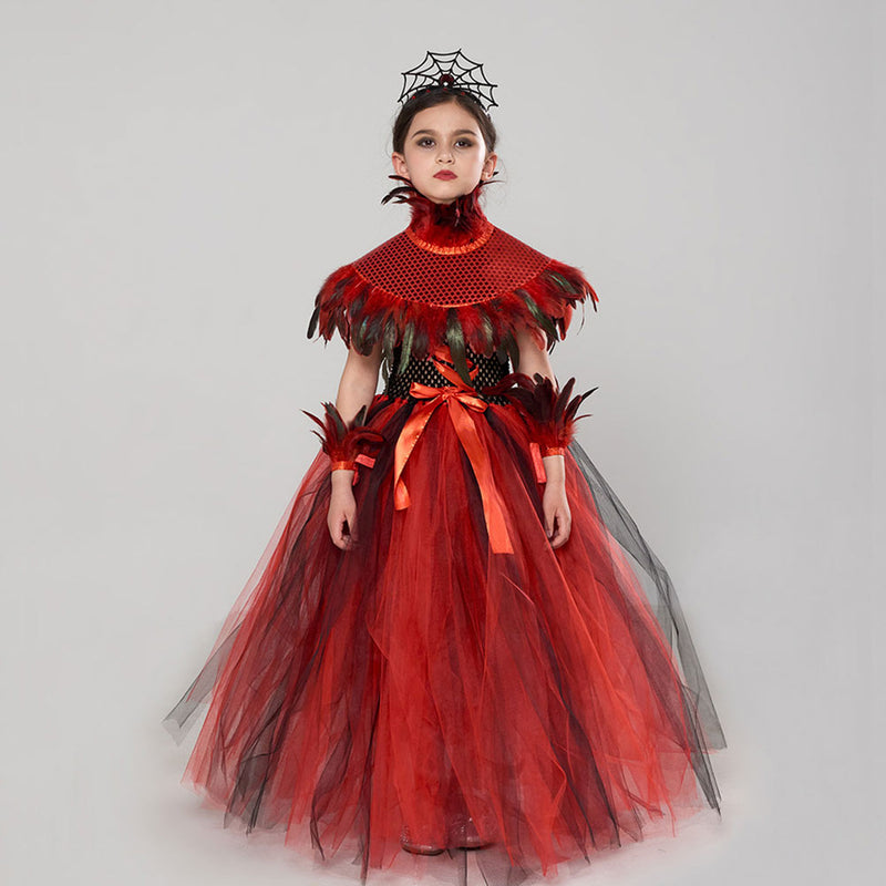 Kids Girls Gothic Demon Queen Vampire Cosplay Costume Outfits Halloween Carnival Party Suit