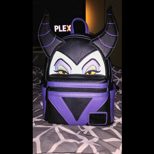 Maleficent Cosplay Backpack 3D Print School Bag Rucksack Travel PU Leather Bags Gift for Men Women
