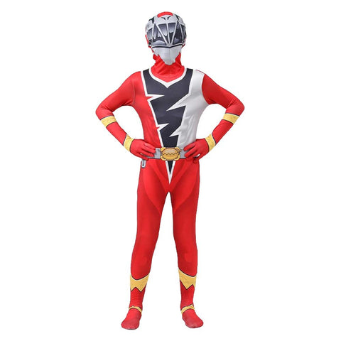 SeeCosplay Mighty Morphin Power Rangers Master Red Kids Kyoryu Sentai Zyuranger Cosplay Costume Jumpsuit Fancy Outfit Halloween Carnival Suit