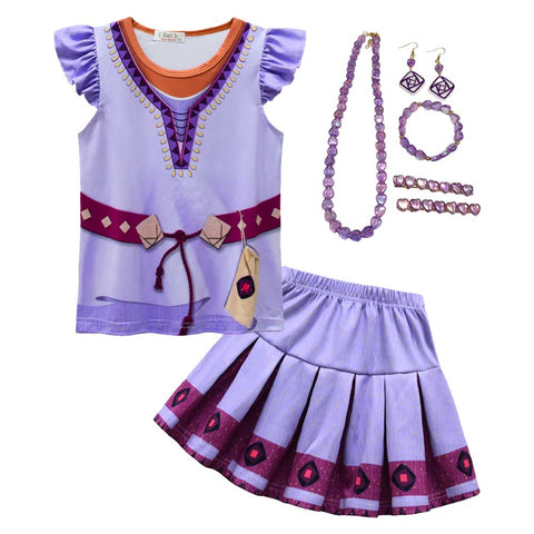 SeeCosplay Asha Kids Girls Cosplay Dress Outfits Halloween Carnival Costume