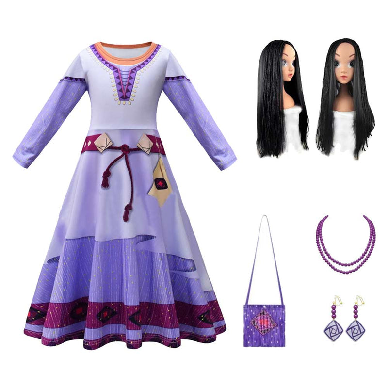 SeeCosplay Asha Kids Girls Cosplay Princess Dress Halloween Carnival Costume
