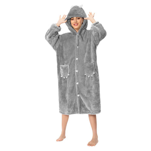 OLAOLA outfit roomwear for winter dinosaur cute adult hooded fluffy pajamas fashionable winter clothes round washing blanket warm wearing blanket thick hand loose cute spring autumn winter coldproof i