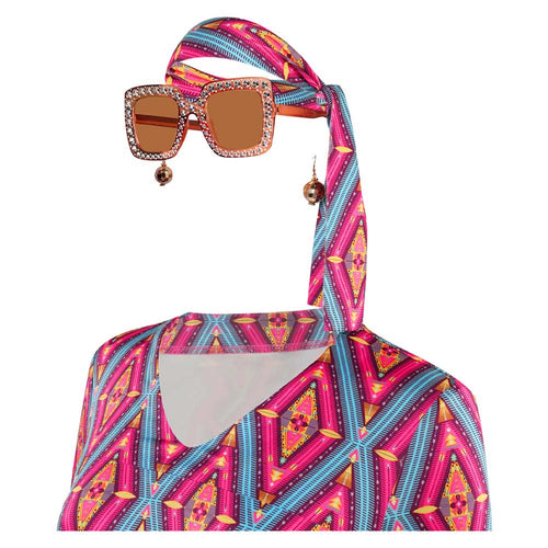 70s party dress Vintage 70s Disco dress 6Pcs/Set Women Retro Cosplay Costume Outfits Halloween Carnival Suit 70's Dance Costume