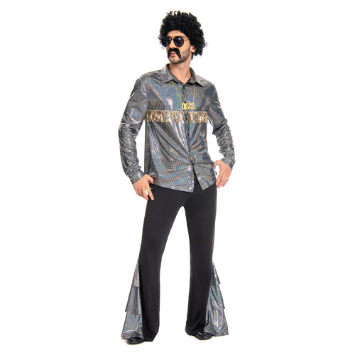 shiny 70s Cosplay Costume Outfits Halloween Carnival Suit disco