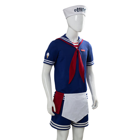 Stranger Things 3 Steve Harrington Cosplay Costume Scoops Ahoy  Sailor Cosplay Adult Uniform Outfit Halloween Carnival  Costume