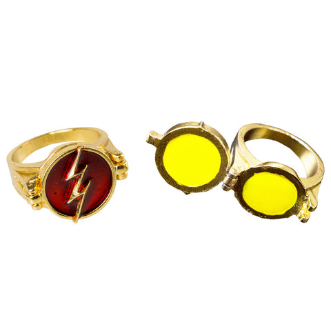 The Flash Ring Lightning Bolt Openable Red Gold Mixed Zinc Alloy Cosplay Prop
