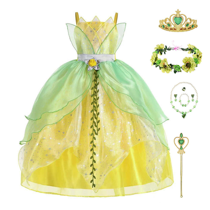 SeeCosplay Tiana Girls Kids Children Christmas Outfits Halloween Carnival Party Suit Cosplay Costume