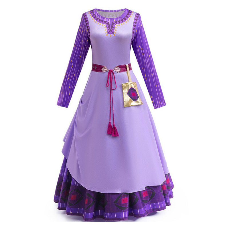 SeeCosplay Wish Movie Asha Women Purple Dress Party for Carnival Halloween Cosplay Costume