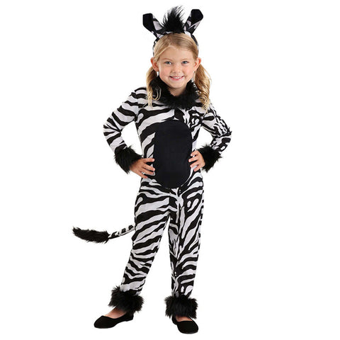 SeeCosplay Zebra Kids Children Cosplay Jumpsuit With Hair Accessories Costume Outfits Halloween Carnival Suit