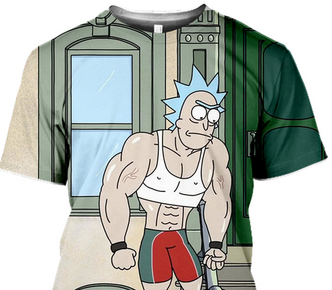 Seecosplay Anime Rick and Morty 3D Round Neck Short Sleeve Men's Tops Cartoon Printing Fun Anime Sun God Nika Luffy Street Casual T-Shirt