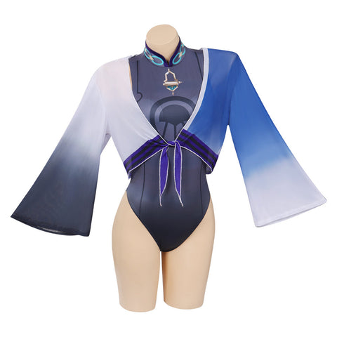 SeeCosplay Genshin Impact Scaramouche Cosplay Coatume Jumpsuit Cloak Swimwears