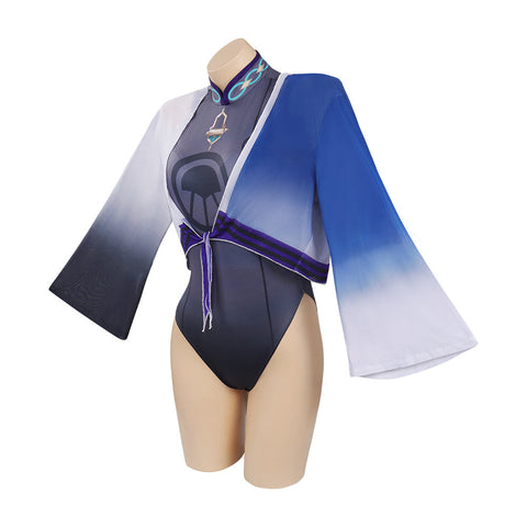 SeeCosplay Genshin Impact Scaramouche Cosplay Coatume Jumpsuit Cloak Swimwears