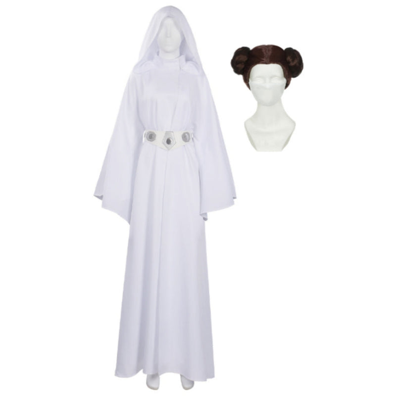 SeeCosplay Princess Leia Women White Dress and Wig Party Carnival Halloween Leia robe Suit Cosplay Costume Female