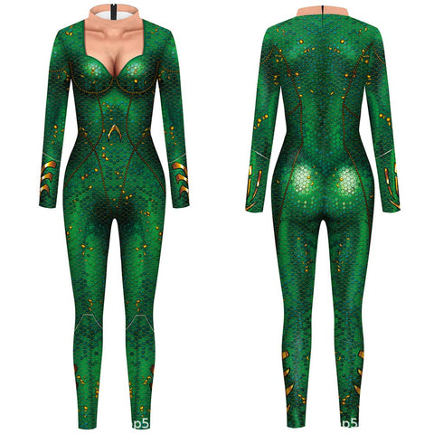 SeeCosplay Movie Aquaman and the Lost Kingdom Mera Women Jumpsuit Outfits for Halloween Carnival Costume