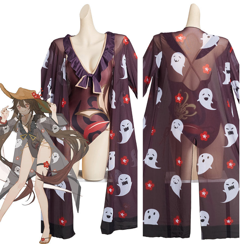 SeeCosplay Genshin Impact HuTao Swimsuit Cosplay Costume Original Design Halloween Cosplay Costume -