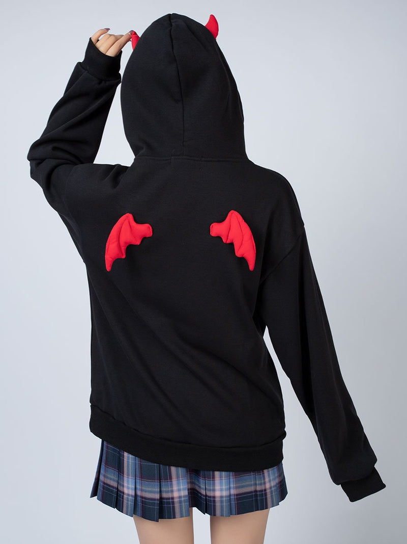 Little Devil Wings Character Oversize Hoodie Sweatshirt