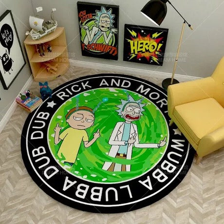 Seecosplay Rick And Morti Round High Quality Anime Space Carpet Floor Mat Room Living Room Tea Table Rug Bedroom Bedside