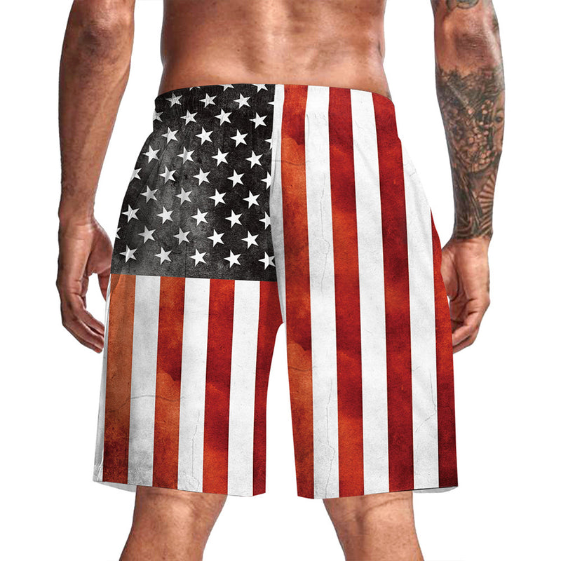 2022us Independence Day New Digital Printing Summer Men's Beach Pants Five Points Surfing Casual Men's Beach Pants