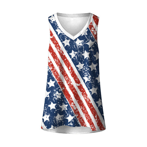 2022 Summer New Vest Female Loose Sleeveless T-shirt Independence Day Large Size Casual T-shirt Factory Wholesale Female