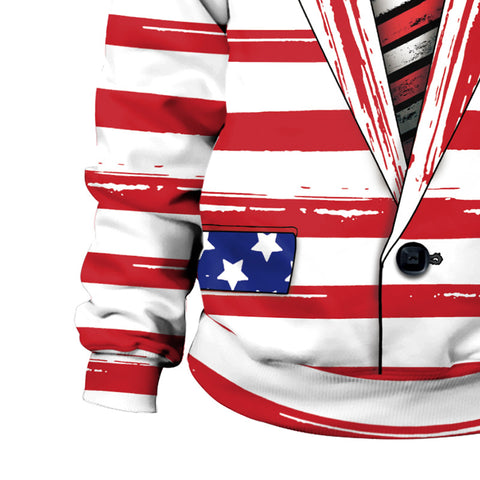 2022 European and American New Style USA Independence Day Digital Printed round Neck Sweater