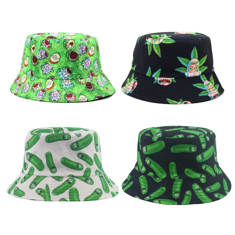 Seecosplay Anime Rick and Morty Summer Boys Bucket Hat  Hip Hop Boys Girls US Anime Print Panama Caps Feamale Sun Hat