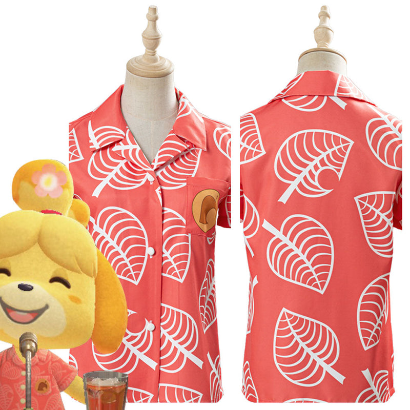 Game Animal Crossing Isabelle Women Short Sleeve Shirts Top Cosplay Costume