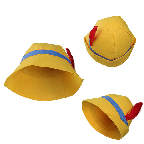Children Pinocchio Cosplay Yellow Hat Cap Halloween Carnival Costume Accessories Prop