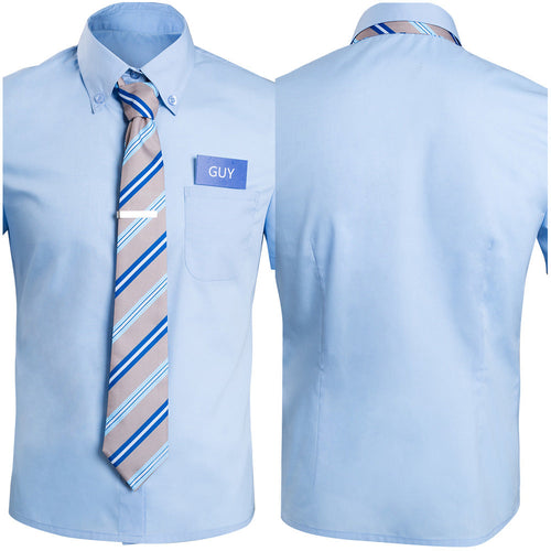 FREE GUY: Costume Free Guy Blue Shirt Outfit Halloween Cosplay Costume