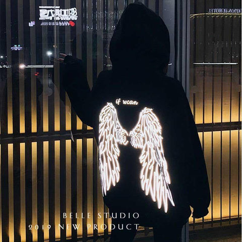 Luminous Angel Wings Hoodie Harajuku Sweatshirt